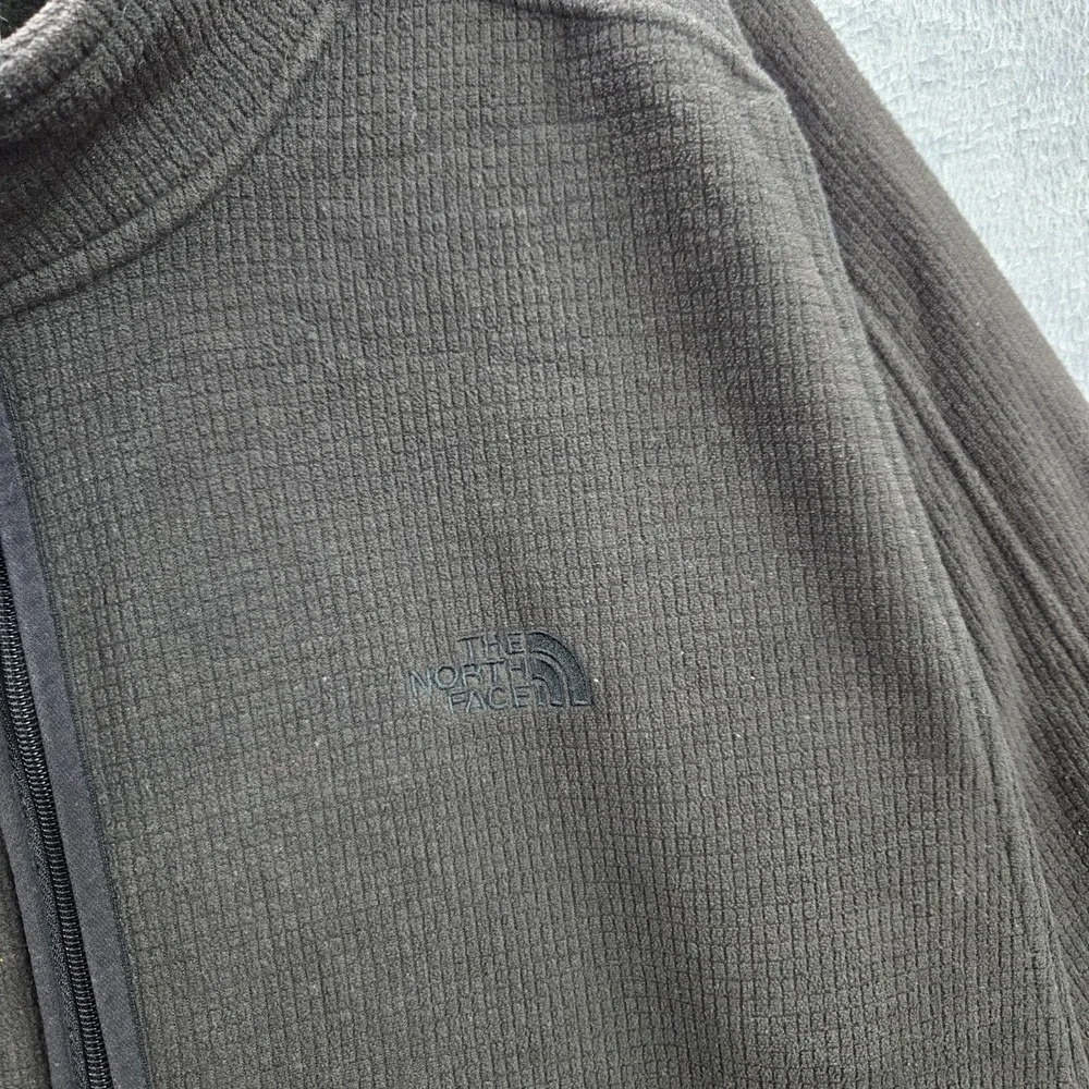 The North Face Men Jacket XL Gray Fleece Lined Logo Full Zip Mock Neck READ